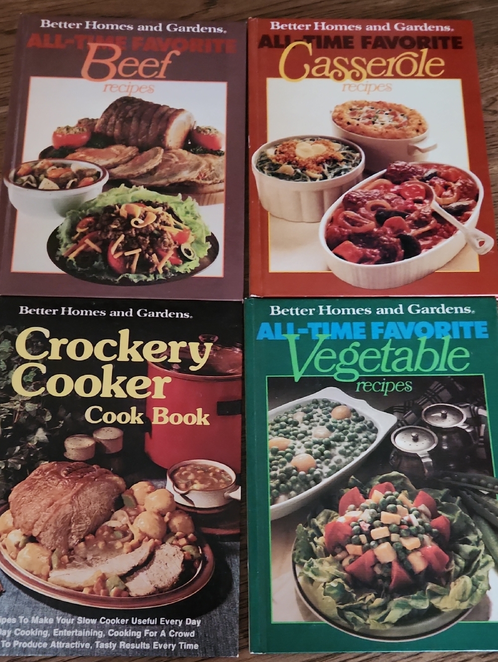 Better Homes and Gardens Cookbook Set with Green, Red, Brown, Orange Covers